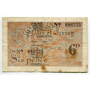 Jersey 6 Pence 1941 - 1942 (ND) German Occupation - WW II