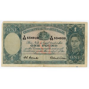 Australia 1 Pound 1938 (1952) (ND) Rare Signature