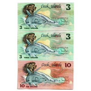 Cook Islands 3 - 3 - 10 Dollars 1987 - 1992
