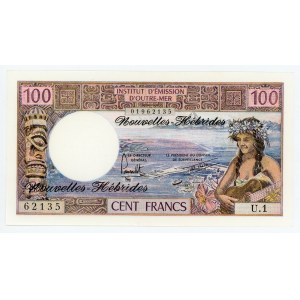 New Hebrides 100 Francs 1977 (ND)