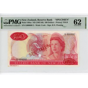 New Zealand 100 Dollars 1967 - 1968 (ND) Specimen PMG 62