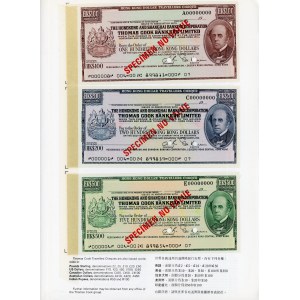Hong Kong Hongkong and Shanghai Thomas Cook Checks 100 - 200 - 500 Dollars 1975 (ND) Specimen