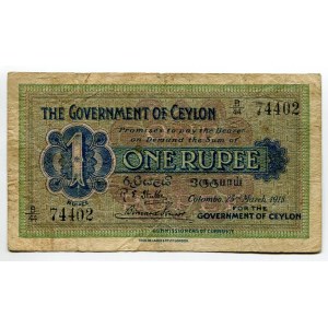 Ceylon 1 Rupee 1918
