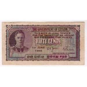 Ceylon 50 Cents 1948