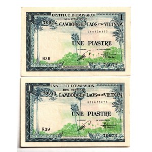 French Indochina 2 x 1 Piastre 1954 (ND)