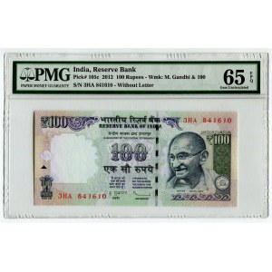 India 100 Rupees 2012 PMG 65EPQ