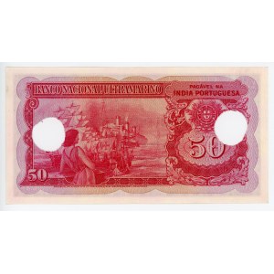 Portuguese India 50 Rupias 1945 Cancelled Note