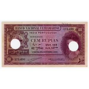 Portuguese India 100 Rupias 1945 Cancelled