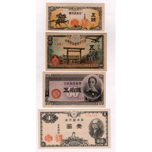 Japan 5 - 2 x 50 Sen - 1 Yen 1944 - 1948