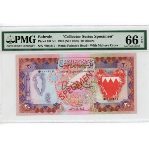 Bahrain 20 Dinars 1973 (1978) Specimen PMG 66 EPQ