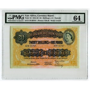 East Africa 20 Shillings / 1 Pound 1955 PMG 64