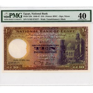 Egypt 10 Pounds 1945 PMG 40