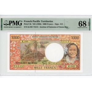 French Pacific Territories 1000 Francs 1996 (ND) PMG 68 EPQ