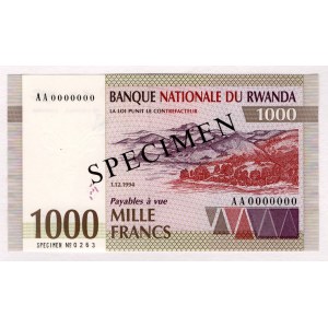 Rwanda 1000 Francs 1994 Specimen