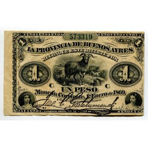 Argentina La Provincia de Buenos Ayres 1 Peso 1869 (1877-1883)