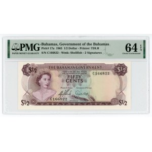 Bahamas 1/2 Dollar 1965 PMG 64 EPQ