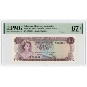Bahamas 1/2 Dollars 1968 PMG 67 EPQ