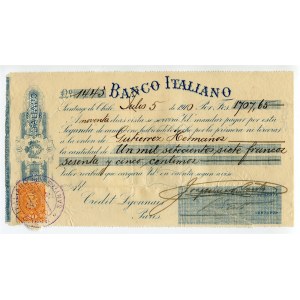 Chile Banco Italiano Bill of Exchange for 1707.65 Francs 1910