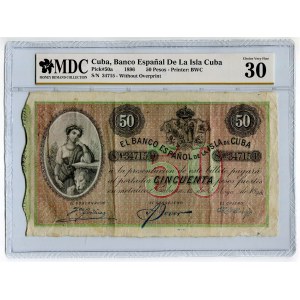 Cuba 50 Pesos 1896 MDC VF 30