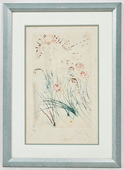 Salvador Dali ( 1904 - 1989 ), Akt męski z kwiatami, rok publikacji 1971