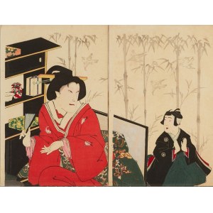 Toyokuni III Utagawa (1786 - 1864), Figuren von zwei Frauen - Diptychon, ~ 1860