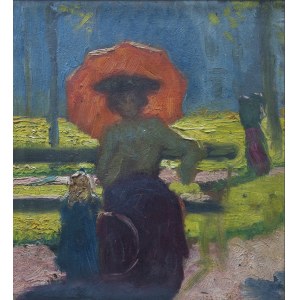 Mieczysław Trzciński, Frau mit Regenschirm