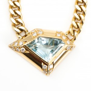 Collier mit Aquamarin- und Brillantbesatz