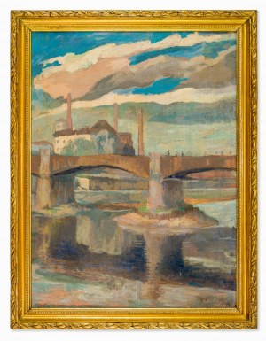 Jan Hopliński (1887-1974), Kraków. Most Podgórski [Franciszka Józefa I] na Wiśle, przed 1925