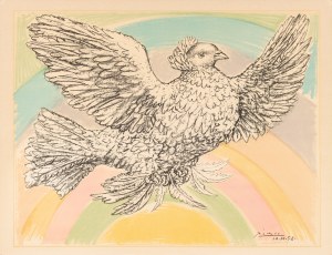 Pablo Picasso (1881-1973), Colombe volant (à l'Arc-en-ciel), 1952