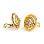 Pair of gold and diamond spiral motif earrings - mark of BULGARI