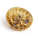 Sapphires diamond gold hat brooch - mark of TIFFANY & Co.