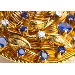 Sapphires diamond gold hat brooch - mark of TIFFANY & Co.