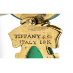 Gold brooch depicting a cat with chrysoprase and small sapphires - mark TIFFANY &Co