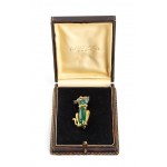 Gold brooch depicting a cat with chrysoprase and small sapphires - mark TIFFANY &Co