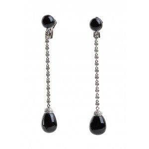 Onyx diamond gold dangle earrings collection JOYFUL - mark of CHANTECLER