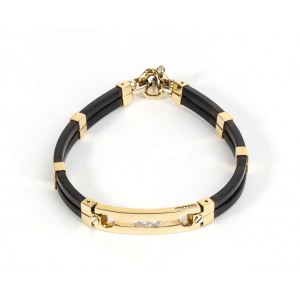 Men's gold diamond and rubber bracelet - mark of BARAKA'