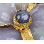 Gold, jadeite, blue asteria sapphire and diamonds pendant-brooch - mark of D'AVOSSA, ROMA