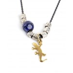 Mini grain sterling silver gold lapislazuli necklace - mark of POMELLATO, collection DODO