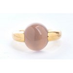 Yellow gold and rose quartz ring - mark of POMELLATO, collection NUDO