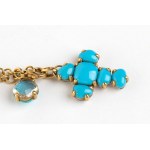 Gold necklace with glass paste and turquoise cabochon - signed POMELLATO