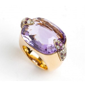 amethyst diamond rose gold band ring - mark of POMELLATO