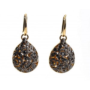 Pair of dangling diamond gold earrings - mark of POMELLATO