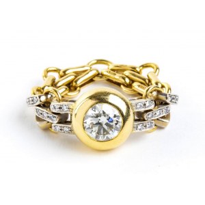 Diamond gold grumette link ring - mark of POMELLATO