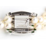 Salt water cultured pearl gold diamonds emeralds necklace - 1960s, signed FRANCO CANNILLA (1911- 1984)