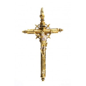 Continental gold and enamel pendant cross - 18th century