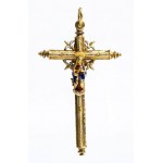 Continental gold and enamel pendant cross - 18th century