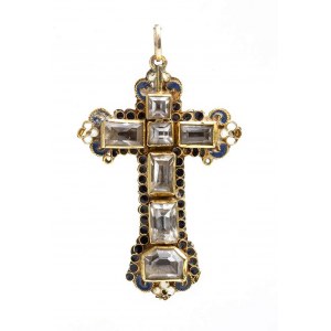 Spanish gold, quartz and enamel pendant cross - mid-17th century