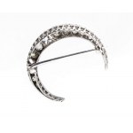 Gold old mine diamonds half-moon brooch - late 19th century