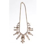 Gold necklace with rose cut diamond fringe - 19th century