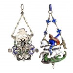 Two silver and enamel pendants - 19th century